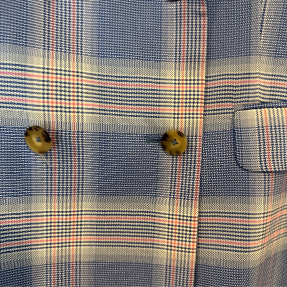 Essentiel Blue & Pink Plaid Double-Breasted Blazer - Picture 8 of 16